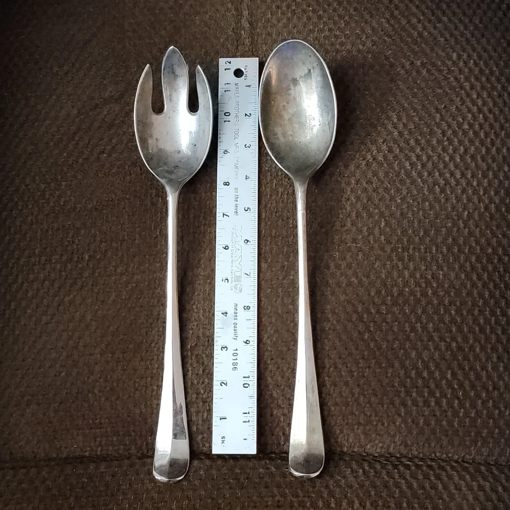Vintage Metal Salad Serving Set Heavy